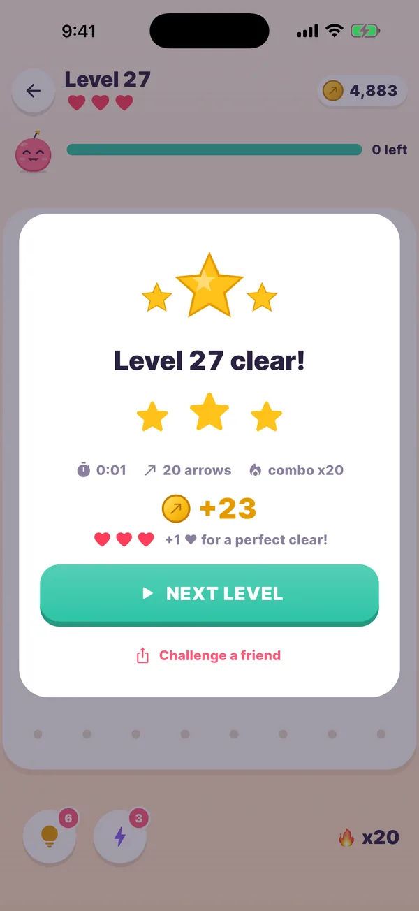 Level clear with three stars